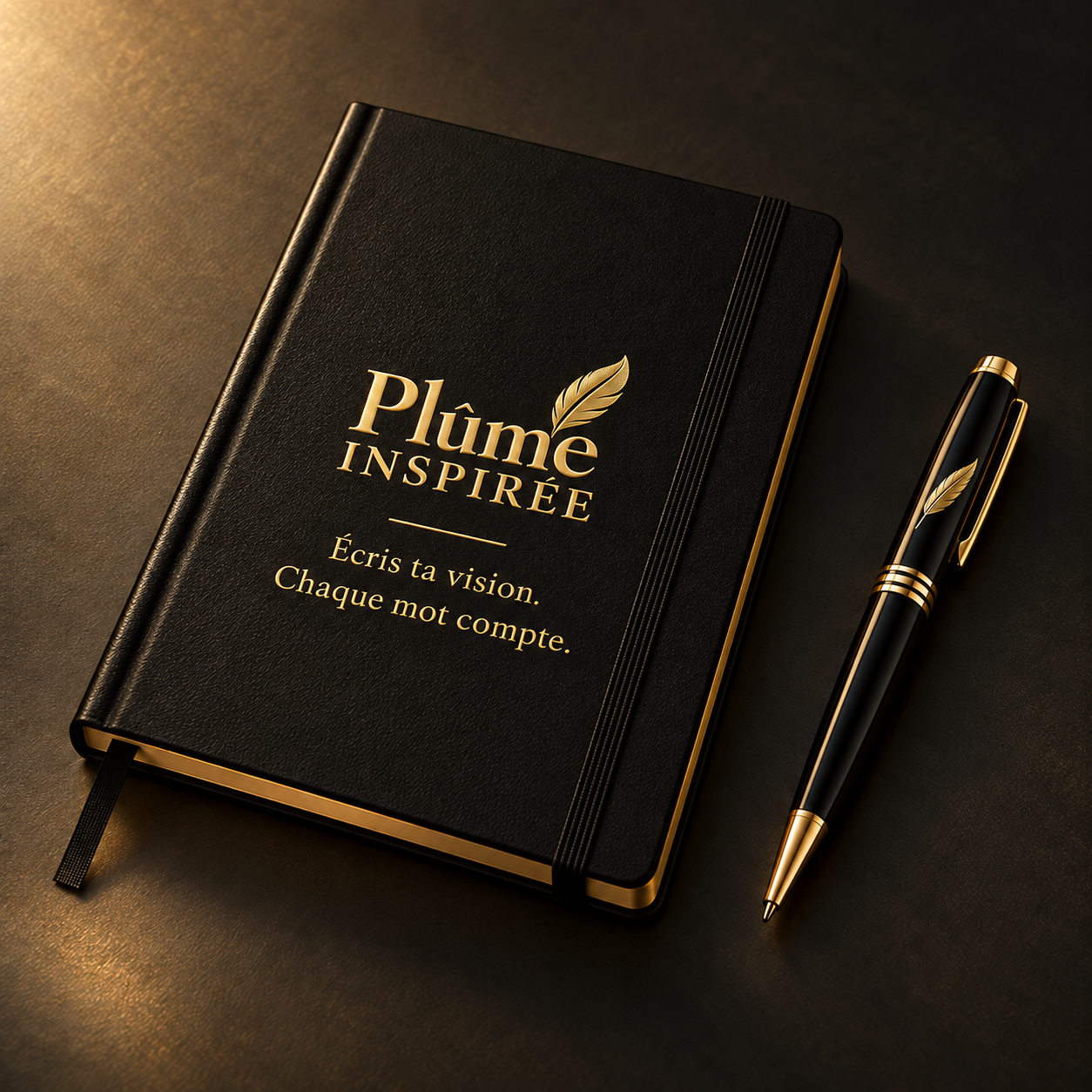 Carnet et stylo Plûme inspirée avec citation motivante
